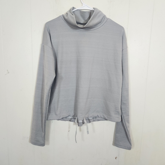 REI Co-Op Take Your time Pullover Size Small Gray Cowl Neck Tie Waist - Picture 2 of 15